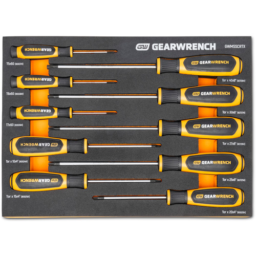 Torx&reg; Dual Material Screwdriver Set in Foam Storage Tray, 10 Pcs. Waymarc Industries Inc