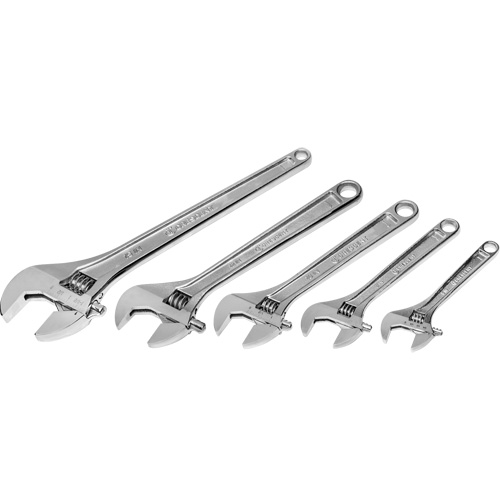 Chrome Wrench Set, Adjustable, 5 Pieces, Imperial and Metric Waymarc Industries Inc