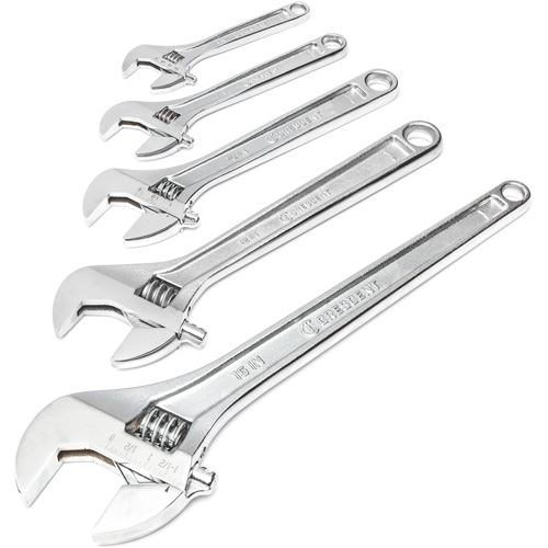 Chrome Wrench Set, Adjustable, 5 Pieces, Imperial and Metric Waymarc Industries Inc