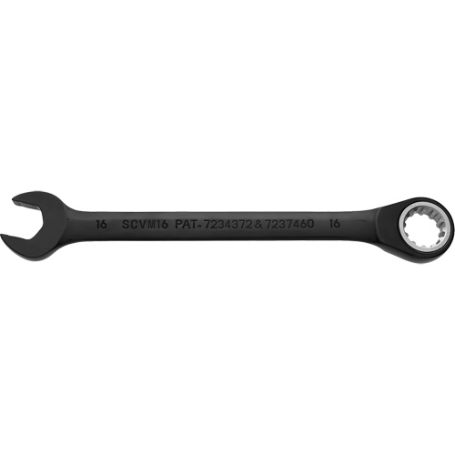 Metric Spline Combination Reversible Ratcheting Wrench, Black/Chrome Finish Waymarc Industries Inc