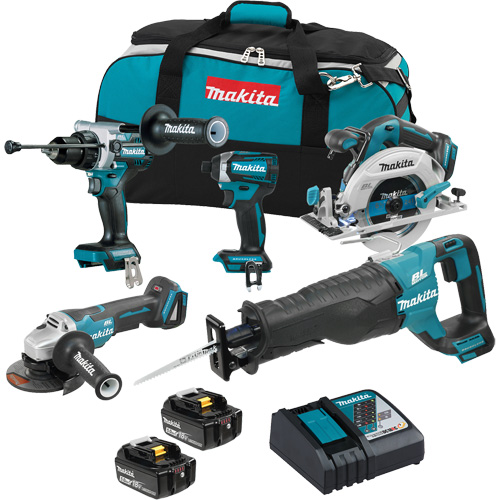 18V LXT Brushless 5 Tool Combo Kit, Lithium-Ion, 18 V Waymarc Industries Inc