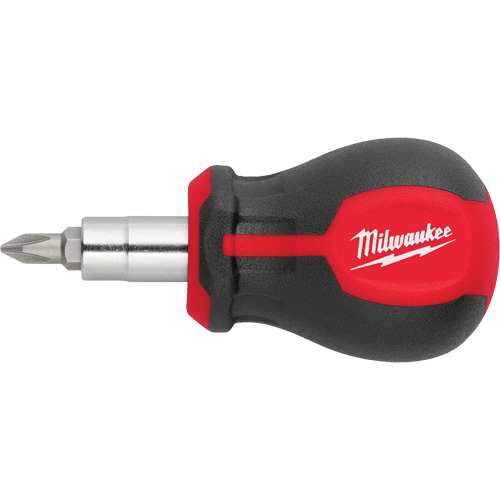6-in-1 Stubby Multi-Bit Screwdriver, 3" L, Cushion Grip Handle Waymarc Industries Inc