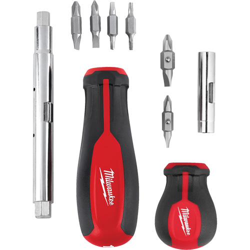11-in-1 Multi-Bit Screwdriver & 6-in-1 Stubby Multi-Bit Screwdriver Set, 3"/9-4/5" L, Cushion Grip Handle Waymarc Industries Inc