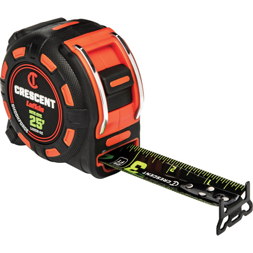 SHOCKFORCE NITE EYE Tape Measure, 1-1/4" x 25', Imperial Graduations Waymarc Industries Inc