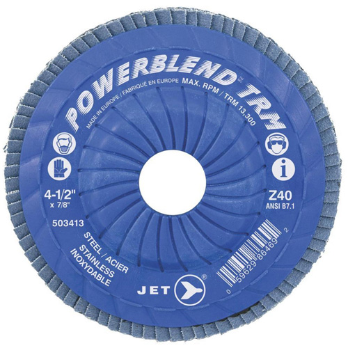 POWERBLEND TRM Trimmable Flap Disc, 4-1/2" x 7/8", Type 29, Z80 Grit, Zirconia Alumina Waymarc Industries Inc