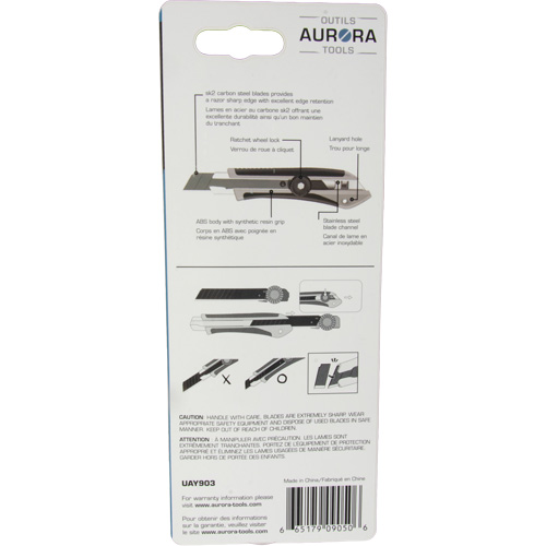 Couteau professionnel de 18 mm, Acier inoxydable, Robuste, Prise en Caoutchouc Waymarc Industries Inc