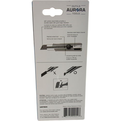 Couteau r&eacute;tractable de 25 mm, Acier inoxydable, Robuste, Prise en Caoutchouc Waymarc Industries Inc