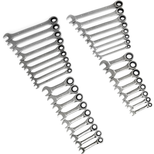 72-Tooth 12 Point Standard & Stubby Wrench Set, Ratcheting Combination, 34 Pieces, Imperial and Metric Waymarc Industries Inc