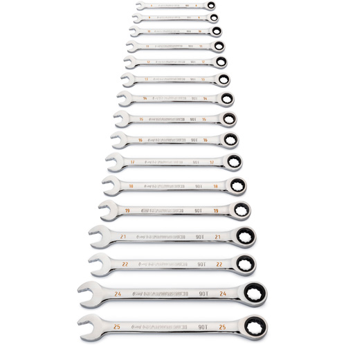 Jeu de cl&eacute;s &agrave; 12 pans et 90 dents, Combinaison &agrave; cliquet, 16 morceaux, M&eacute;trique Waymarc Industries Inc