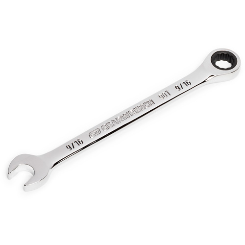 90-Tooth 12 Point Ratcheting Combination Wrench, 12 Point, 9/16", Chrome Finish Waymarc Industries Inc