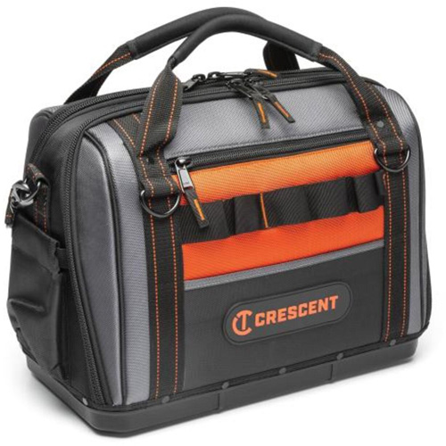 17" Tradesman Closed Top Tool Bag, Polyester, 3 Pockets, Black/Grey/Orange Waymarc Industries Inc