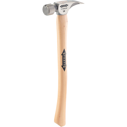 Marteau &agrave; face en titane frais&eacute;e avec manche incurv&eacute; en noyer, 14 oz, Prise en Bois, 18" lo Waymarc Industries Inc