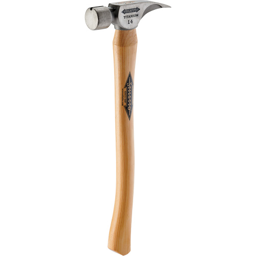 Titanium Smooth Face Hammer with Curved Hickory Handle, 14 oz., Wood Handle, 18" L Waymarc Industries Inc