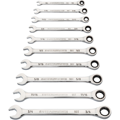 90-Tooth 12-Point Wrench Set, Ratcheting Combination, 10 Pieces, Imperial Waymarc Industries Inc