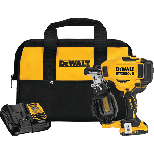 15° Cordless Coil Roofing Nailer Kit, 20 V, Lithium-Ion Waymarc Industries Inc