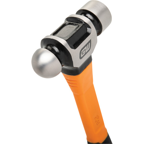 Ball Pein Hammer, 24 oz. Head Weight, Plain/Polished Face, Fibreglass Handle Waymarc Industries Inc