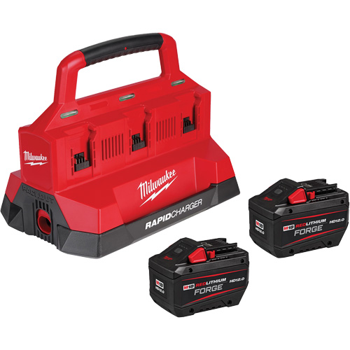 Ensemble de d&eacute;marrage M18 Forge avec 2 bloc-piles et chargeur rapide &agrave; six baies, Lithium-ion, 18 V, 12 Ah Waymarc Industries Inc
