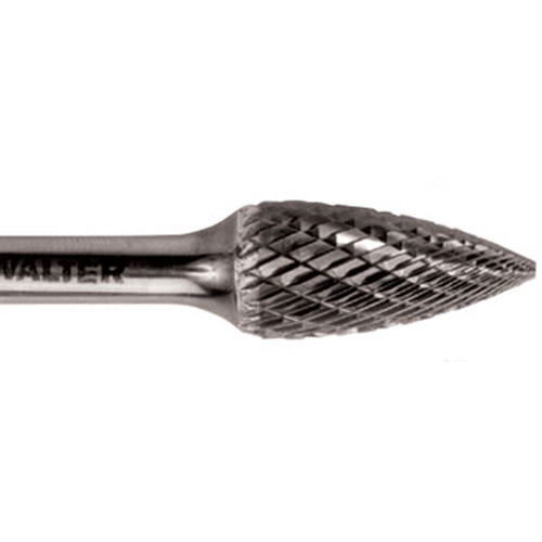 Double Cut Tapered Burr, SG-5, 1/2" Dia., 1/4" Shank, 1" Depth of Cut Waymarc Industries Inc