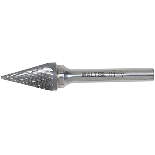 Double Cut Conical Carbide Burr, 1/2" Dia., 1/4" Shank, 7/8" Depth of Cut Waymarc Industries Inc
