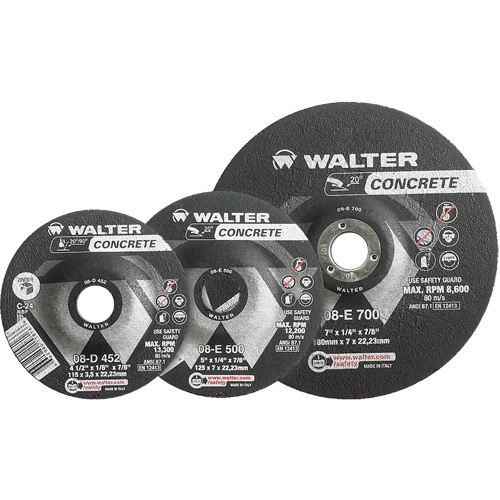 Meules &agrave; moyeu d&eacute;port&eacute; - B&eacute;ton type 27, 4-1/2" x 1/8", Arbre de 7/8", Type 27 Waymarc Industries Inc