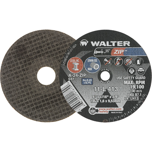 Zip Cut-Off Wheel, 4" x 1/16", 3/8" Arbor, Type 1, Aluminum Oxide, 19100 RPM Waymarc Industries Inc