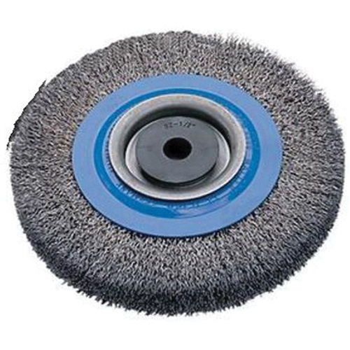 Crimped Wire Bench Wheel Brush, 6" Dia., 0.0118" Fill, 1/2" - 1-1/4" Arbor Waymarc Industries Inc