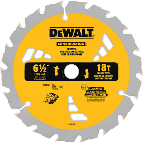 Lames de scie pour entrepreneur - coupe de clous, 6-1/2", 18 dents, Pour Bois Waymarc Industries Inc