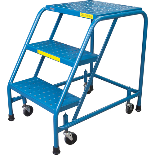 Rolling Step Ladder, 3 Steps, 18" Step Width, 28" Platform Height, Steel Waymarc Industries Inc