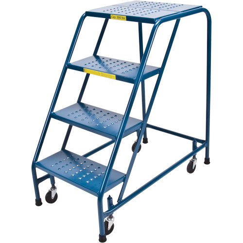 Rolling Step Ladder, 4 Steps, 18" Step Width, 37" Platform Height, Steel Waymarc Industries Inc