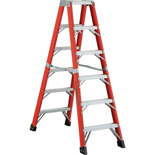 6600 AA Series Industrial Extra Heavy-Duty 2-Way Stepladders, Fibreglass, 375 lbs. Capacity, 4' Waymarc Industries Inc