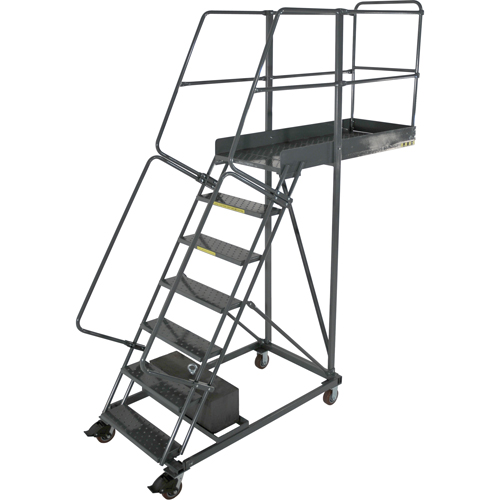 Cantilever Rolling Ladders, Unsupported, 10 Steps, 14" Platform Depth, 100" Platform Height Waymarc Industries Inc