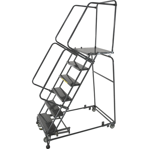 Weight Actuated Lockstep Rolling Ladders, 11 Steps, 24" Step Width, 110" Platform Height, Steel Waymarc Industries Inc