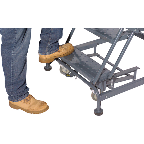 Weight Actuated Lockstep Rolling Ladders, 6 Steps, 24" Step Width, 60" Platform Height, Steel Waymarc Industries Inc
