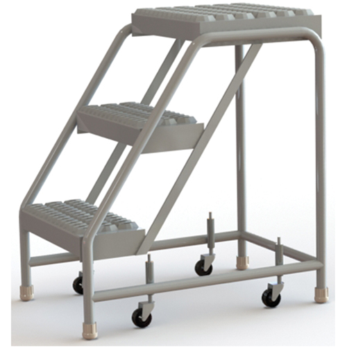 Rolling Ladder, 3 Steps, 16" Step Width, 30" Platform Height, Aluminum Waymarc Industries Inc