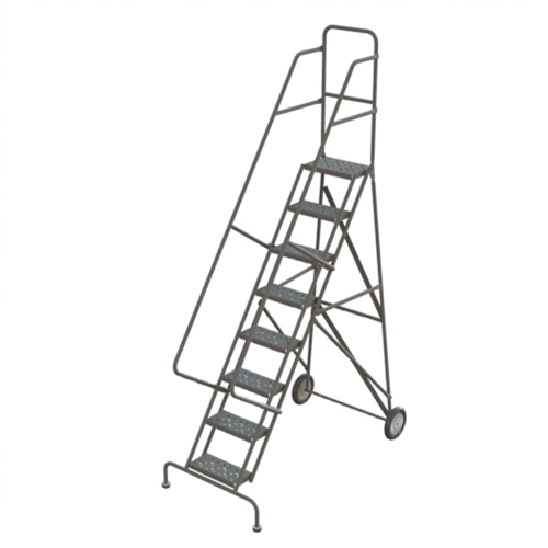 Steel Rolling Ladder, 8 Steps, 16" Step Width, 80" Platform Height, Steel Waymarc Industries Inc