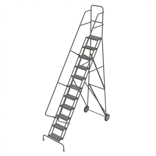 Steel Rolling Ladder, 11 Steps, 16" Step Width, 110" Platform Height, Steel Waymarc Industries Inc