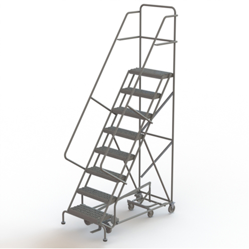 All Directional Rolling Ladder, 8 Steps, 24" Step Width, 80" Platform Height, Steel Waymarc Industries Inc