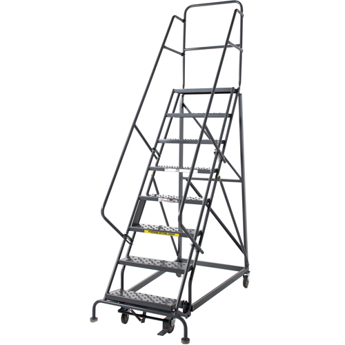 Heavy Duty Rolling Ladder, 8 Steps, 24" Step Width, 80" Platform Height, Steel Waymarc Industries Inc