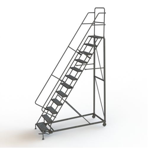 Heavy Duty Rolling Ladder, 12 Steps, 24" Step Width, 120" Platform Height, Steel Waymarc Industries Inc