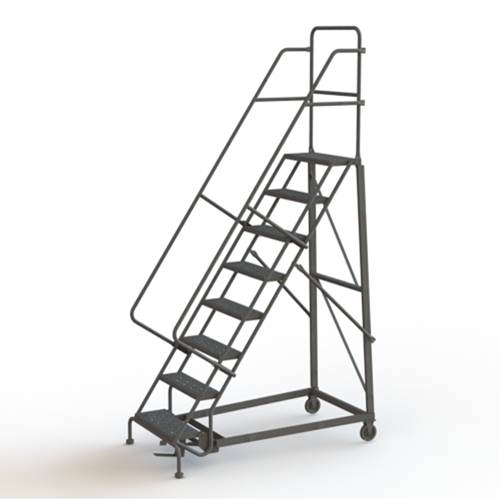 Heavy Duty Rolling Ladder, 8 Steps, 24" Step Width, 80" Platform Height, Steel Waymarc Industries Inc