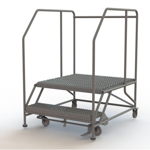 Mobile Work Platform, Steel, 2 Steps, 20" H, 36" D, 36" Step, Serrated Waymarc Industries Inc