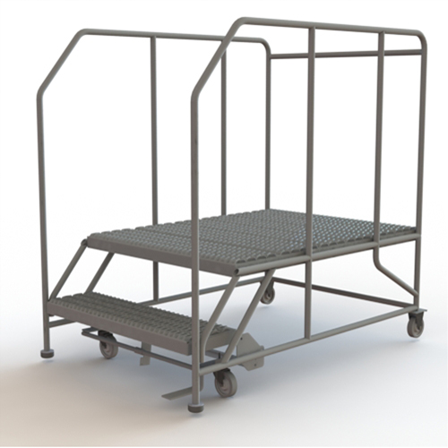 Plateforme de travail mobile, Acier, 2 Marches, 20" ha, 48" p, 36" Marche, Stri&eacute; Waymarc Industries Inc
