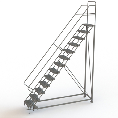 Safety Slope Rolling Ladder, 13 Steps, Serrated, 50° Incline, 130" High Waymarc Industries Inc