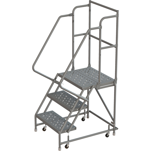 Deep Top Step Rolling Ladder, 3 Steps, 24" Step Width, 30" Platform Height, Steel Waymarc Industries Inc