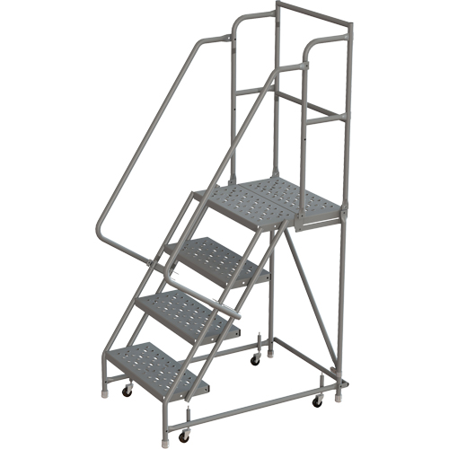 Escabeaux roulants &agrave; dessus profond, 4 marches, Largeur de la marche 16", Hauteur de la plateforme 40", Acier Waymarc Industries Inc