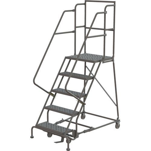 Escabeaux roulants &agrave; dessus profond, 5 marches, Largeur de la marche 16", Hauteur de la plateforme 50", Acier Waymarc Industries Inc