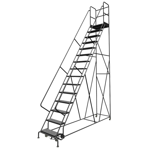 Escabeaux roulants &agrave; dessus profond, 16 marches, Largeur de la marche 24", Hauteur de la plateforme 160", Acier Waymarc Industries Inc