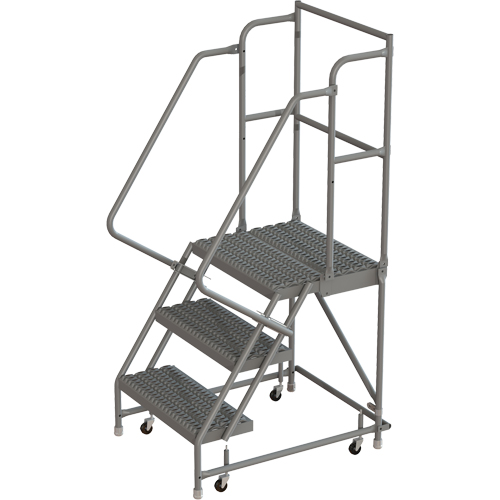 Escabeaux roulants &agrave; dessus profond, 3 marches, Largeur de la marche 16", Hauteur de la plateforme 30", Acier Waymarc Industries Inc