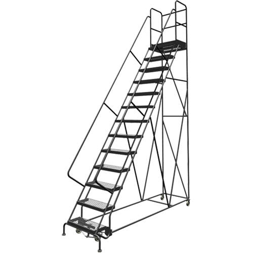 Escabeaux roulants &agrave; dessus profond, 13 marches, Largeur de la marche 24", Hauteur de la plateforme 130", Acier Waymarc Industries Inc