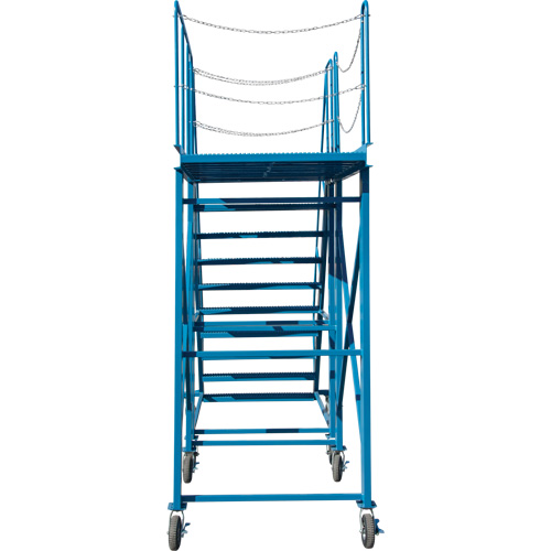 Snow Ladder, Steel, 10 Steps, 99" H, 85-1/2" D, 48" Step, Serrated Waymarc Industries Inc